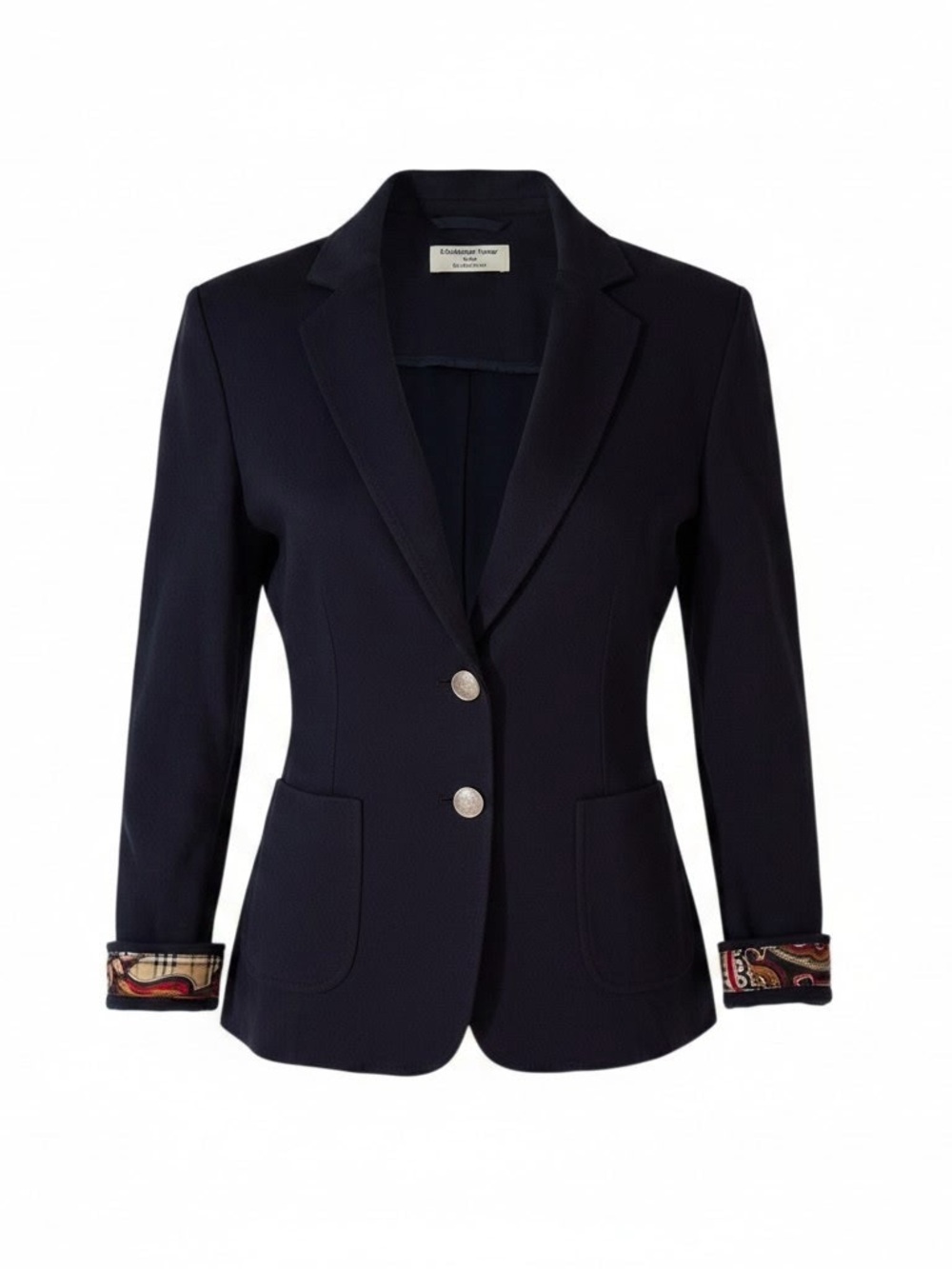 CALdesign Vintage one of a kind Navy Blazer Vintage Burberry scarf old money